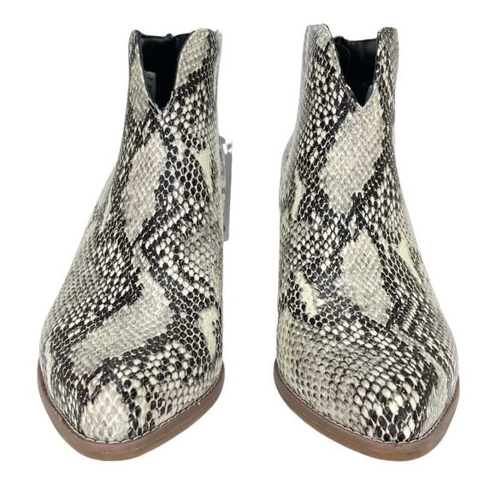 Aqua Bloomingdales Emily Natural Snake Print Leather Waterproof Ankle Boots - Picture 2 of 4
